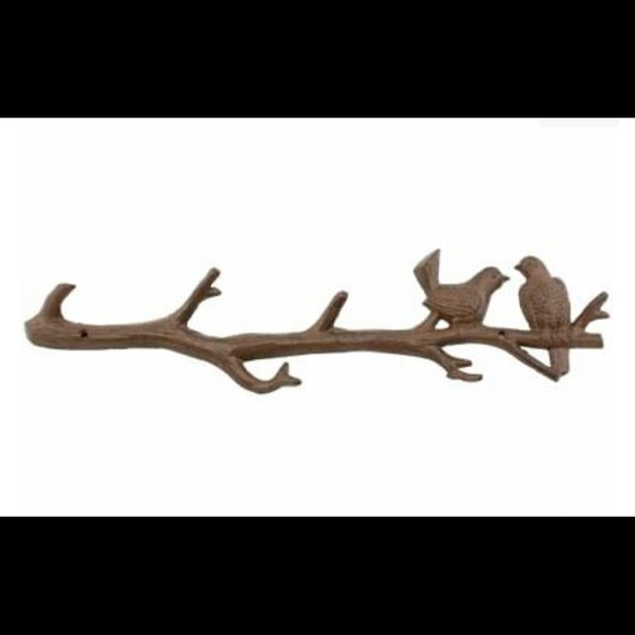 NEW Cast Iron Birds On Branch Hanger with 6 Hooks - Picture 1 of 3